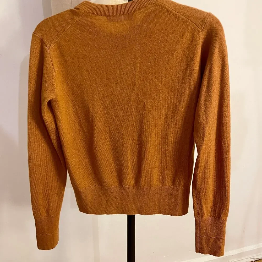 Everlane The Cashmere Crew Cardigan Acorn Brown Size XS 100% Cashmere Knit - Picture 8 of 9